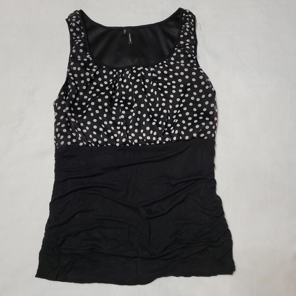 Black and white dotted tank